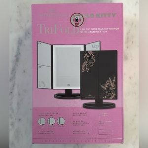 Impressions Hello Kitty Tri-Fold LED Makeup Mirror w/ Magnification - BLACK
